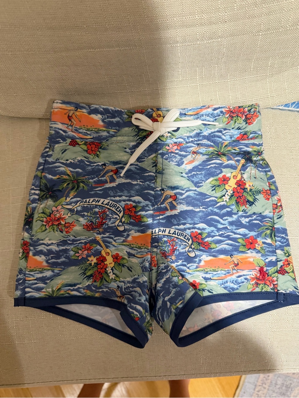 Ralph Lauren Blue Tropical Floral Print Women’s Swim Shorts